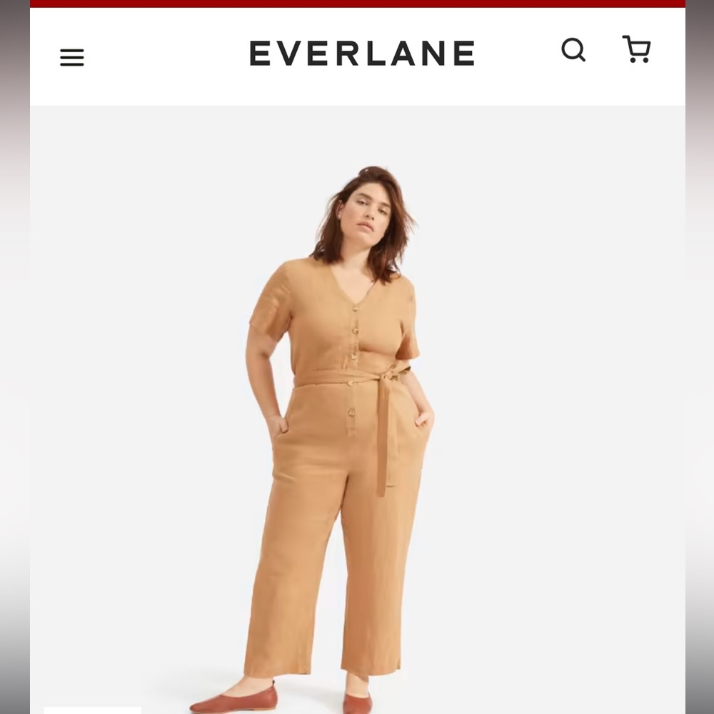 Everlane linen short sleeve jumpsuit